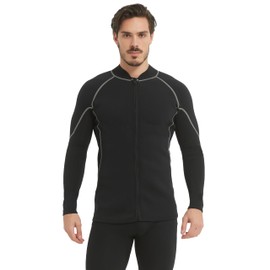 Lemorecn Men's Wetsuit Top 2mm Long Sleeve Super-Stretch Neoprene Jacket for Diving, Surfing, Snorkeling & Water Sports (2028-L)