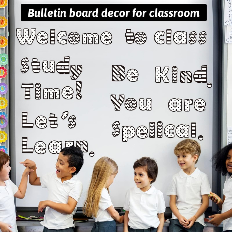 260 Pcs Black and White Bulletin Board Letters for Classroom