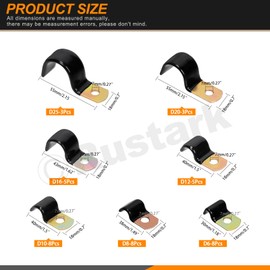 Rustark 40Pcs 7 Sizes Vinyl Coated Half Cable Clamps Assortment Kit with Screws Nuts Galvanized Wire Clamps Zinc Cable Clamps Cushioned Insulated Clamp for Wiring Tubes Cord Installation