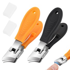 2 Stück Schräger Nagelknipser,Edelstahl Nail Clipper,Schräger Nagelknipser mit Weiter Backenöffnung und Spritzschutz,für Damen und Herren Geeignet,mit Schutzhülle (Orange,Schwarz)
