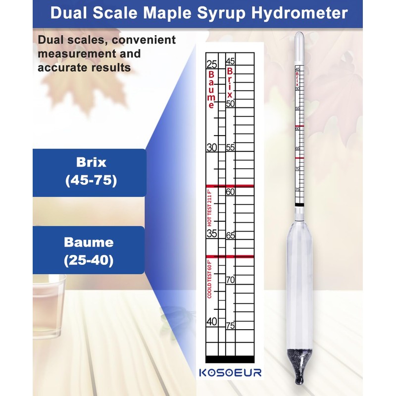 Maple Syrup Hydrometer Test Cup Kit, Maple Sap Hydrometer With