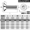 XRXYMQ 30 Pieces Countersunk Hex Socket M6 x 16 mm