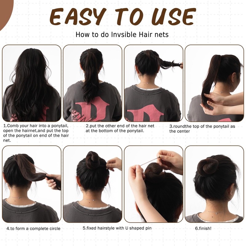 Blulu 65pcs Bun Hair Nets Invisible Elastic Edge Mesh and