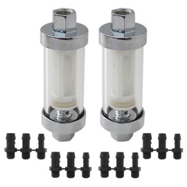 JRSHOME Universal 1/4"" 5/16"" 3/8"" Chrome Glass Reusable Washable Inline Fuel Filter 2PCS