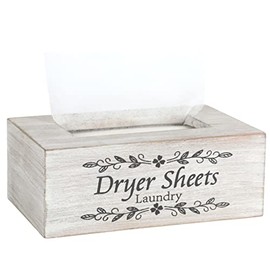 Dryer Sheet Holder Farmhouse Laundry Room Decor - Decorations and Organization - Fabric Softener Dispenser -Rustic Laundry Room Addition - Elevate Your Home - 8 x 5 x 3 Inches(Pinewood,White)