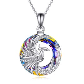YAFEINI Phoenix Necklace Sterling Silver Nirvana of Phoenix Pendant Necklaces with Crystal Animal Jewellery Gifts for Women Girls