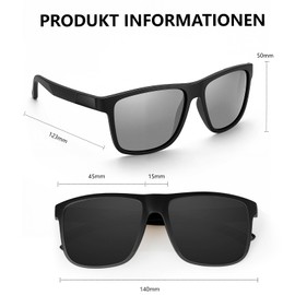 Chritice Men's Polarised Sunglasses, Pack of 2, Polarised Sunglasses, Men's Large UV 400 Protection, Driving, Travel, Outdoor Sunglasses, Black, Red, Blue Lenses, D Black+Grey