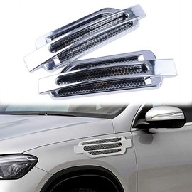 Maso Car Fender Vent Hood, Chrome Silver Car Bonnet Air Intake Flow Grille Bonnet Vent Cover