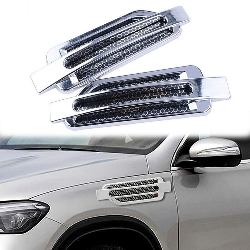 Maso Car Fender Vent Hood, Chrome Silver Car Bonnet Air