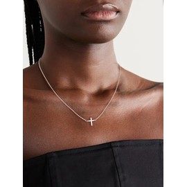 BBV Cross Necklace for Women Dainty 14K Gold Plated/Sterling Silver Cross Pendant Simple Cute Necklaces for Women Trendy Gold Jewelry (Silver smooth small cross)