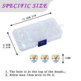 100pcs 14mm Faceted Crystal Heart Beads Charm Colorful Suncatcher Glass Love Heart Dangle Pendants Romantic Valentine's Day Ideas for Jewelry Necklaces Making