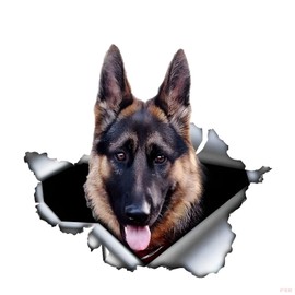 Car Sticker 15 cm German Shepherd Ripped Car Sticker Reflective Pet Dog Waterproof Sticker Bumper Rear Window Decorations