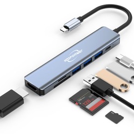 USB C Laptop Docking Station,KOOFORWAY Multiport Adapter 7 in 1 Type C Hub with HDMI,USB 3.0,USB 2.0 * 2,SD/TF,100W PD Charging Compatible for MacBook Pro/MacBook Air Dell/Surface/HP/Lenovo Laptops