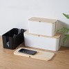 Cable Box with Bamboo Lid, Cable Management Organiser, Storage Box
