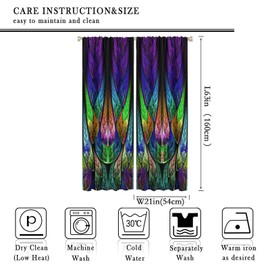 Cortinas abstractas para ventana, patrón fractal en estilo de vidrieras, cortinas opacas para cuarto con bolsillo para barra de estar, recámara, juego de 2 paneles de 42 x 63 pulgadas de ancho