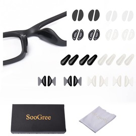 SooGree Eyeglesses Nose Pads,Eyeglasses Repair Kit Soft Silicone Nose Pads for Eyeglesses,Sunglasses and Eye Wear 16 Pairs Thicked Glasses Anti Slip Adhesive Contoured Nose Pads Replacement(2.5mm)