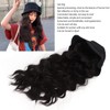 Women Wavy Wig Detachable Hat Middle Length Black Brown Curly