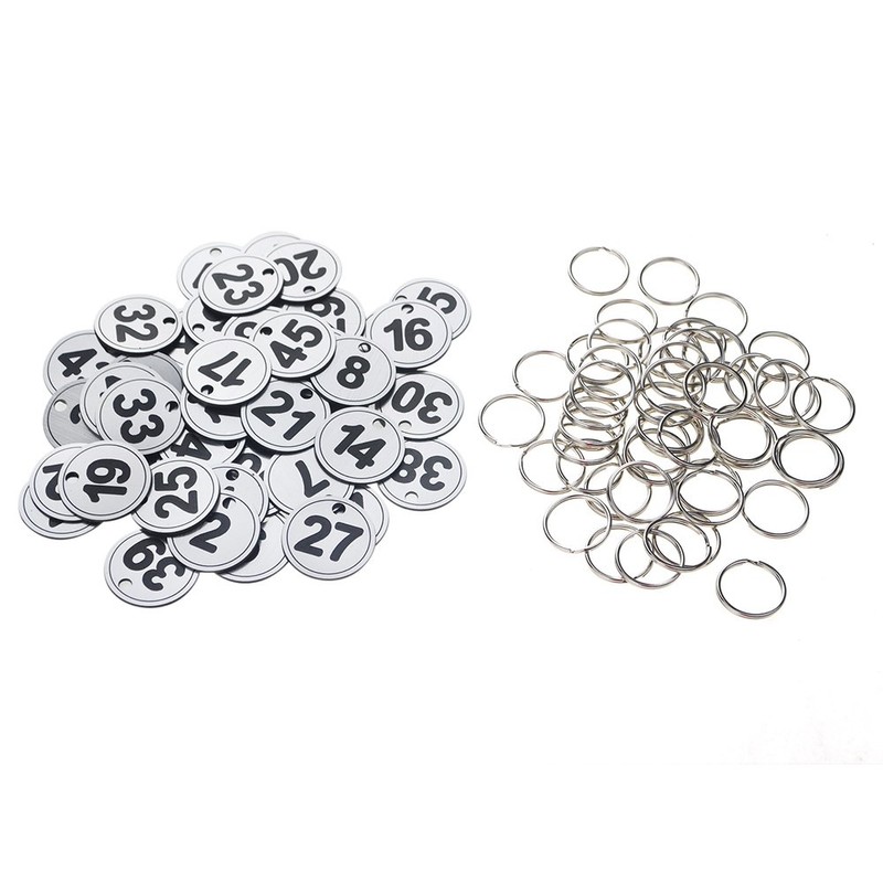 Aspire 50 PACK ABS Key Tags with Ring, Numbered ID