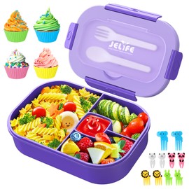 Jelife Lunch Box Kids Bento Box - 1300ml Large Bento-Style Bento-Box Adults Lunch Box, Ideal Leak Proof Bento Lunch Boxes for Kids School, BPA Free Lunchbox Containers for Teens Toddlers, Purple