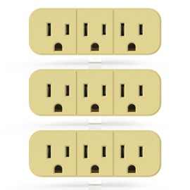 ELEGRP 2 to 3 Prong Grounded Triple Outlet Extender, 2-Prong to 3-Prong Adapter Converters for Wall Outlets, Portable Polarized Wall Plug Splitter with 3 AC Outlets, ETL Listed, 3 Packs, Ivory
