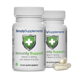 Simply Supplements Vitamin C, D and Zinc Capsules for Immunity Support | One-a-Day Formula | 120 Fast Release Capsules = 4 Months' Supply | Vegan Friendly | Manufactured in The UK