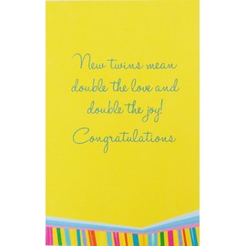 TWINS - Congratulations and Best Wishes Baby Birth Greeting Card -"Double the Love and Double the Joy!"