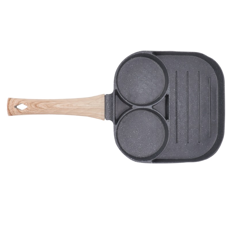 Egg Frying Pan 2 Round Cup 3 Section Stick Proof
