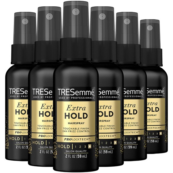 TRESemme Hairspray, Travel-Size, Extra Hold, Non-Aerosol Value Pack - 24-Hour Frizz Control Hair Care, Anti-Humidity Spray for Hair, Styling Products, Moisturizing Hair Spray, 2 Oz (Pack of 6)