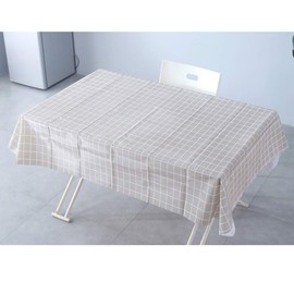 AKOAK Oil-Proof/Waterproof PVC Rectangle Tablecloth Eco-Friendly Material Grids Style Easy Clean Table Cover (Gray, 54" x 60"(137 x 152 cm))