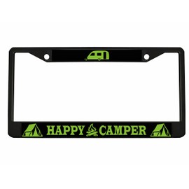 Happy Camper Adventure Style Heavy Duty Metal License Plate Frame Car Tag Holder Cover