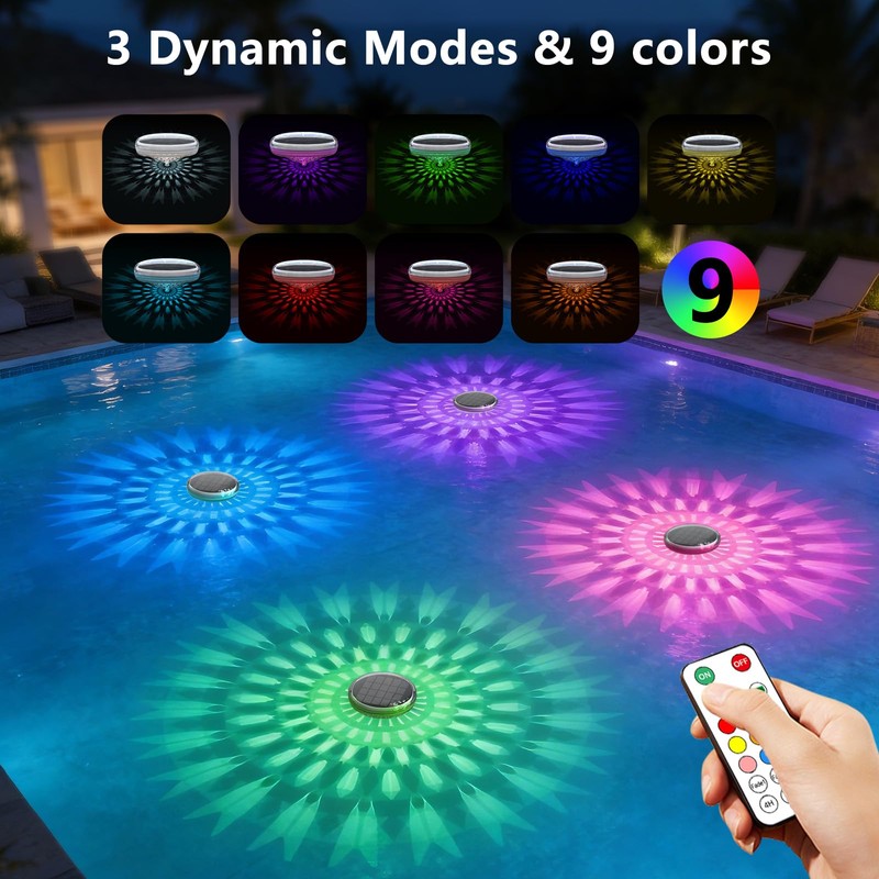 Solar Powered Floating Pool Lights(2 Pack), Pool Lights That Float