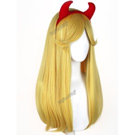Long Blonde Straight Star Princess Cosplay Wig + Horn Headband for Women