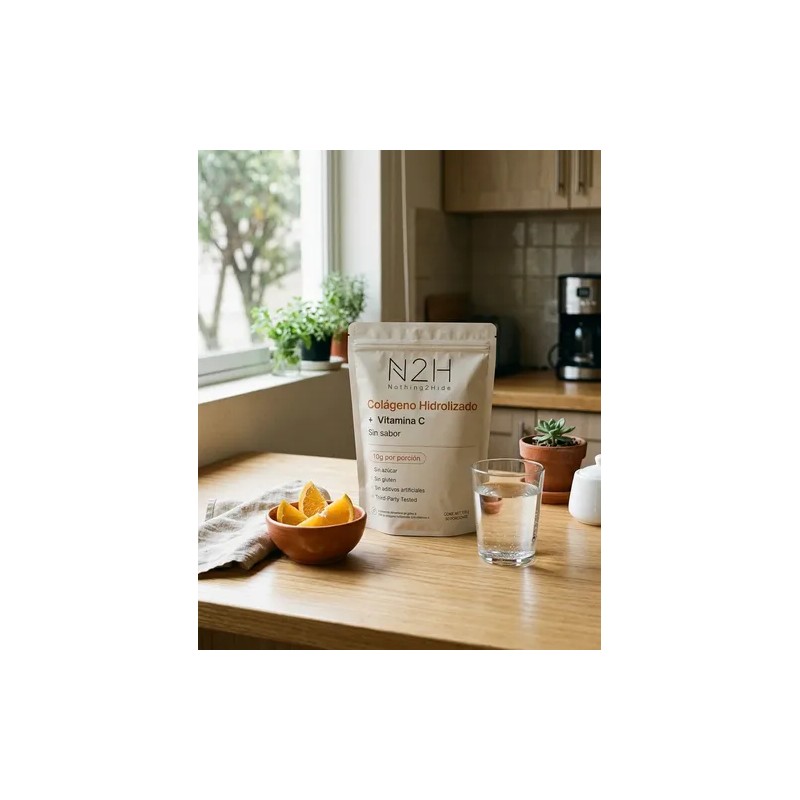 Colágeno Hidrolizado Vitamina C, 500g, Sin Sabor, N2h