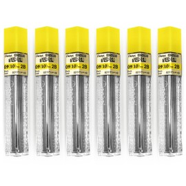 Pentel Super Polymer Automatic & Mechanical Pencil Refill (Pack of 6, 0.9mm, 2B)