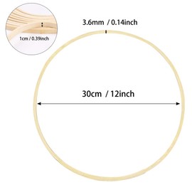 HooAMI 5 Pack 12inch/30cm Wreath Rings Wooden Bamboo Floral Hoop Wreath Macrame Craft Hoop Rings for DIY Wedding Wreath Decor, Dream Catcher and Wall Hanging Crafts