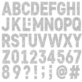 24 Sheets Large Letter Stickers 4 Inch Big Font 282 Pcs Glitter Alphabet Number Stickers Self Adhesive Stick on Letters for Poster Board Bulletin Board Mailbox Crafts Classroom Home Decor(Silver)