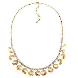 Womens Jewellery Set, Timeless, Simple, Dangling Swiss Crystal Elements Necklace & Matching Earrings. 14K Gold Topaz or Silver Rhodium. Under £10, Gift idea for Christmas, Wedding by Janeo Jewels