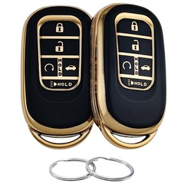 REPROTECTING TPU Key Fob Cover Compatible with (5 Buttons) 2022-2025 Honda Accord Civic HR-V CR-V Pilot Sport SI EX EX-L Touring (Black/Black)