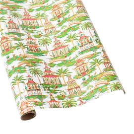 Caspari Christmas Pagodas Reversible Gift Wrapping Paper in White - 30 in. x 8 ft. Roll