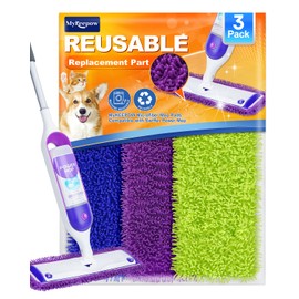 3 Pack Reusable Power Mop Pads Compatible with Swiffer Power Mop, MyKEEPOW Power mop Refills Pads for Floor Cleaning (Green+Blue+Purple)
