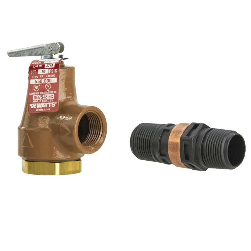 Watts 374A-030-FS Iron Boiler Pressure Relief Valve, 3/4 Inch, 30