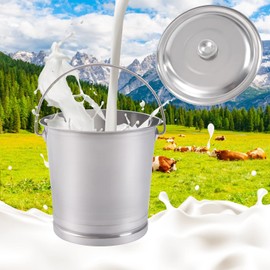 8L Stainless Steel Milk Can 8 Liter Milk Bucket Ice Bucket Wine Pail Bucket 2.11 Gallon Milk Can Tote Jug with Sealed Lid Heavy Duty Milk Jug, Milk, Liquid, Rice, Oil, Wine Storage Container Bottle