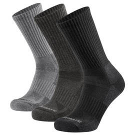 Closemate Merino Wool Socks for Men Moisture Wicking Cushioned Hiking Socks Thermal Winter Warm Crew Socks 3 Pack(1Black1DarkGrey1LightGrey, Size M)