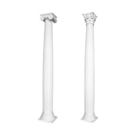 Half Column | Round | Fluted | Pre-primed Surface | Shockproof | Classic | Baroque | Decorative Column | Stucco | White | PU | N3220H Set 1 | 203 mm
