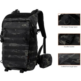 Tuxapo Tactical Backpack Molle Military Hunting assault Hiking Bag Work Outdoors 3 Days Pack Travel Rucksack For Men (Black Multicam)