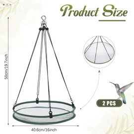 FoldTier Universal Wild Bird Seed Catcher Hanging Hoop Platform Bird Seed Catcher Tray for Hummingbird Feeders Bee Feeder Outdoor Garden Accessories(2 Pieces,16 Inch)