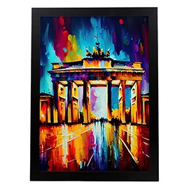 Nacnic Brandenburg Gate Oil Painting Style Poster. Illustrations of monuments and cities in Full Colour Photographic Style. Interior Design and Decoration. Size A3.