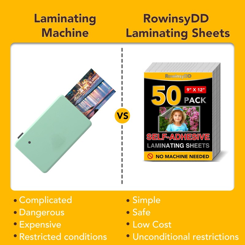 50 Pack Self Adhesive Laminating Sheets, 9 X 12 Inch,