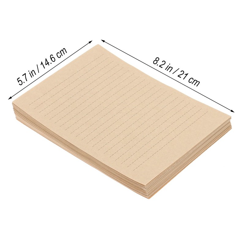 NUOLUX 100Pcs Vintage Kraft A5 Lined Letter Paper Retro Writing