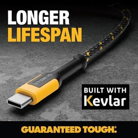 DEWALT - Cable USB a USB C resistente, cable USB tipo C de alta velocidad, USB a tipo C, cable de carga rápida USBC de carga rápida para iPhone 17/16/